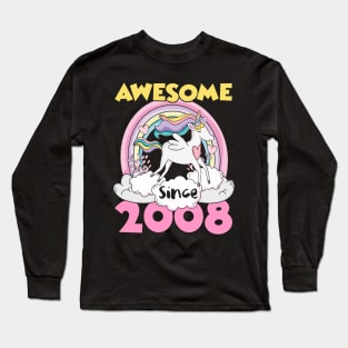 Cute Awesome Unicorn 2008 Funny Gift Pink Long Sleeve T-Shirt